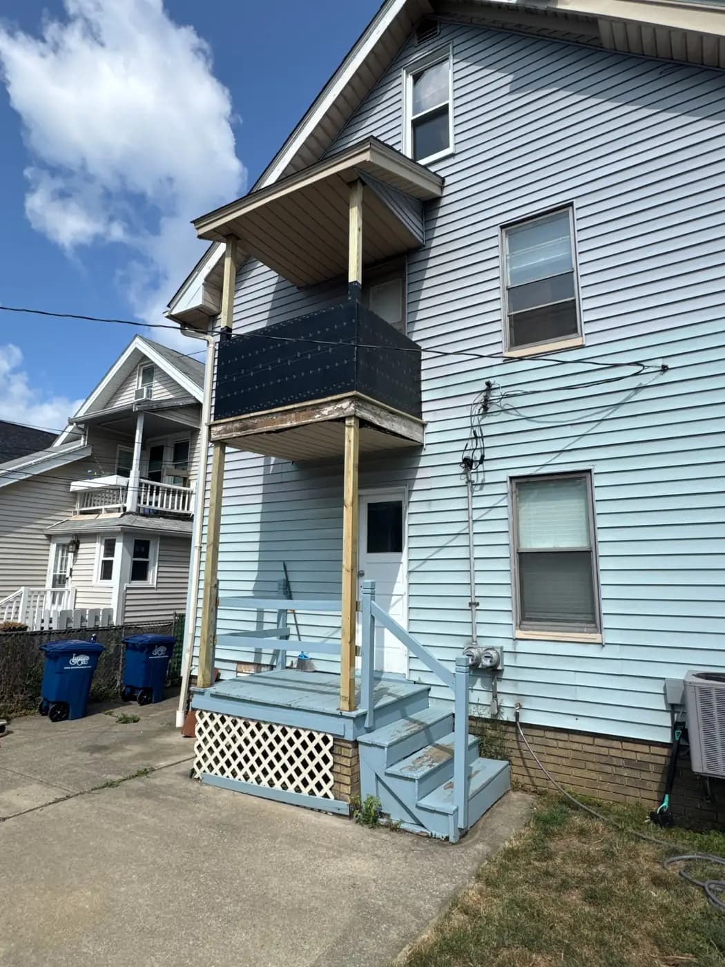 Second-floor porch and balcony during construction