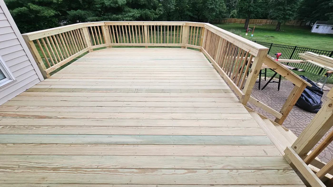 Rebuilt deck with new railings