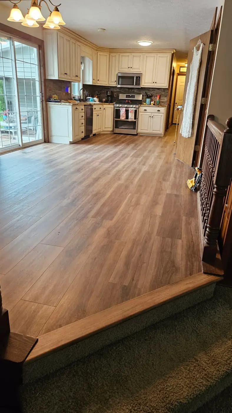 Finished luxury vinyl plank floor