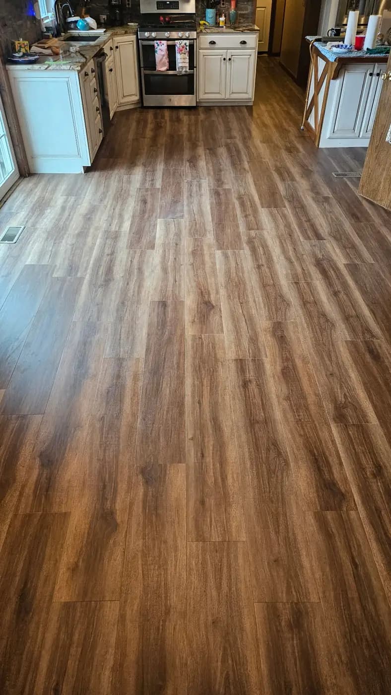 Finished luxury vinyl plank floor