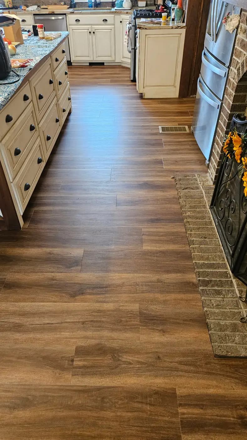 Finished luxury vinyl plank floor