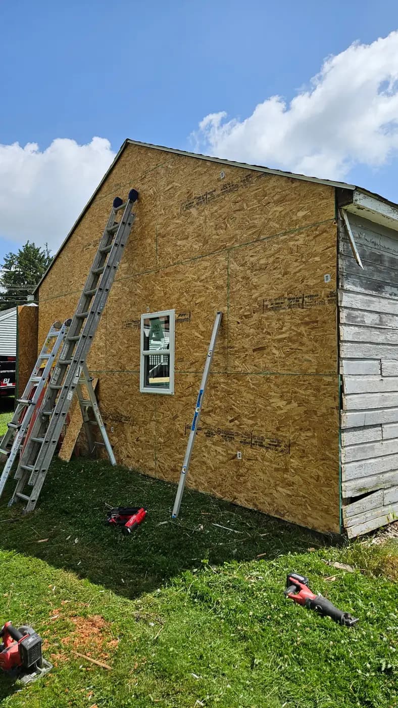 Garage during construction