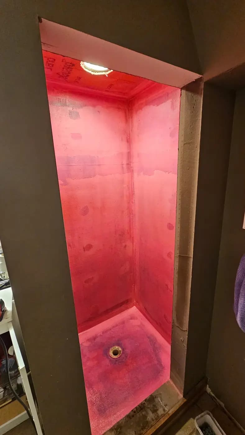 Walk-in shower during construction