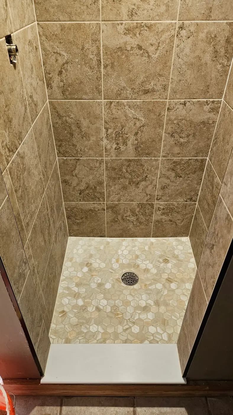 Finished tiled shower